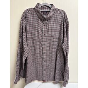 Untuckit Men’s Check Flannel Shirt Size XXXL Maroon Brown Gray